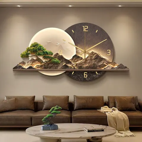 Elk Scenery and Mountains Alarm Clocks and Watches Wall Painting Sofa Background Wall Crystal Porcelain Painting