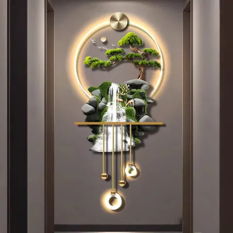 Elk Scenery and Mountains Art Home Decor Painting Metal Pendant Acrylic LED Painting