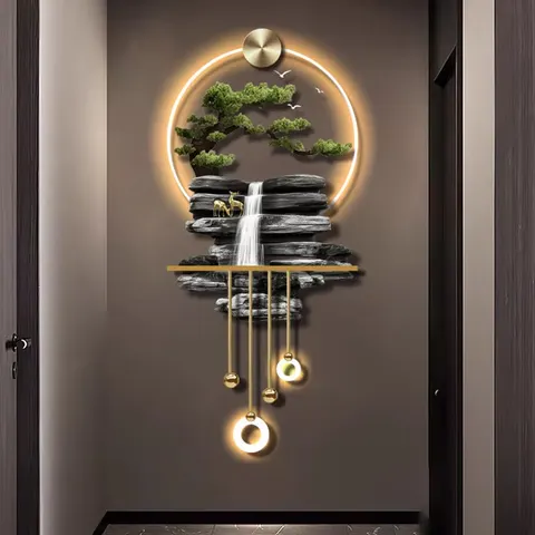 Elk Scenery and Mountains Art Home Decor Painting Metal Pendant Acrylic LED Painting