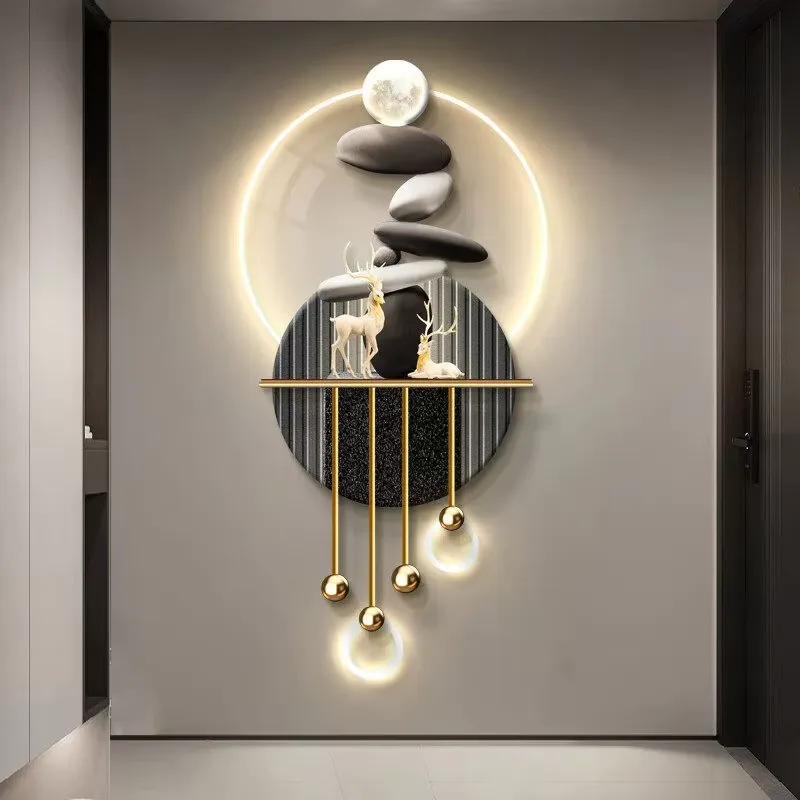 Elk Stone Entrance Hall Wall Surface Home Decorative Painting UV Engraving Acrylic LED Paintings