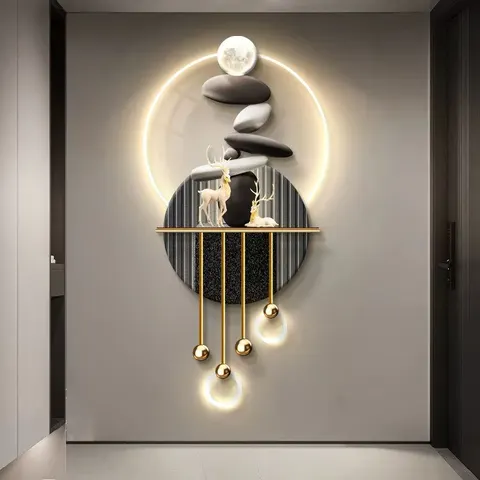 Elk Stone Entrance Hall Wall Surface Home Decorative Painting UV Engraving Acrylic LED Paintings