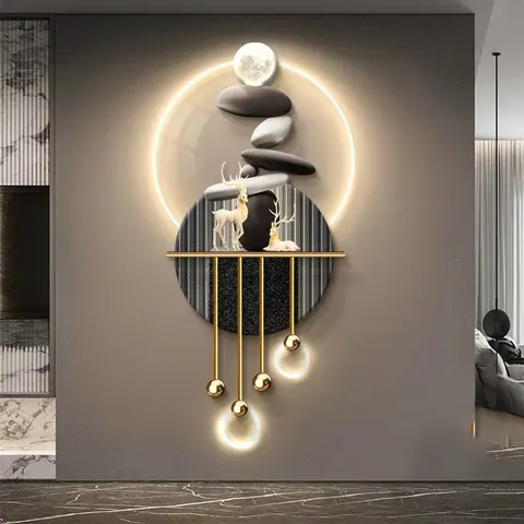 Elk Stone Entrance Hall Wall Surface Home Decorative Painting UV Engraving Acrylic LED Paintings