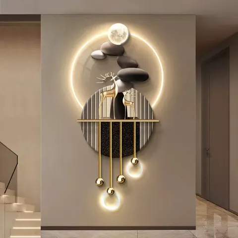 Elk Stone Entrance Hall Wall Surface Home Decorative Painting UV Engraving Acrylic LED Paintings