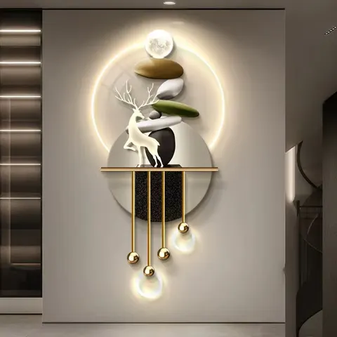 Elk Stone Entrance Hall Wall Surface Home Decorative Painting UV Engraving Acrylic LED Paintings