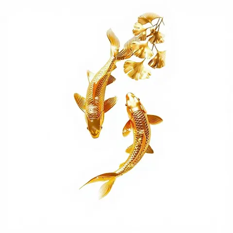 Entrance Decoration Koi Fish LED Lights Luxury Animal Wall Art with Aluminum Alloy and Paper Support Base