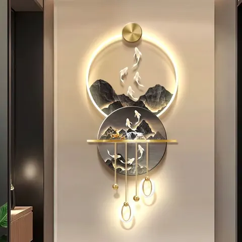 Entrance Decorative Painting Nine Dragons Fish Landscape Acrylic LED Wall Art 3D Acrylic LED Art 3D Acrylic LED Wall Art