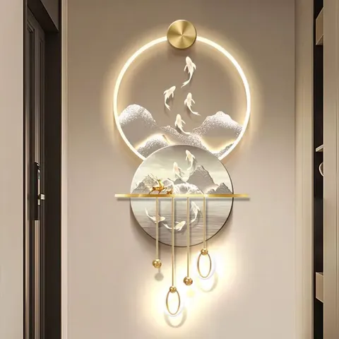 Entrance Decorative Painting Nine Dragons Fish Landscape Acrylic LED Wall Art 3D Acrylic LED Art 3D Acrylic LED Wall Art