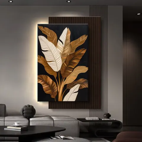 Entrance Hall Background Wall Sandstone Fabric Art Home Decor Painting Double-layer Crystal Porcelain LED Decor Painting