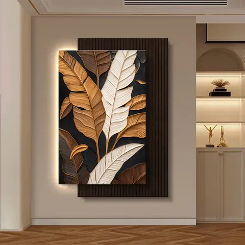 Entrance Hall Background Wall Sandstone Fabric Art Home Decor Painting Double-layer Crystal Porcelain LED Decor Painting