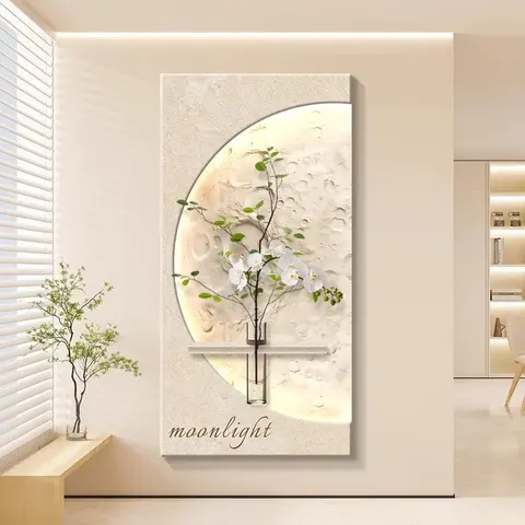 植物 单幅 装饰画 奶油风 玄关背景墙挂画 LED带灯画