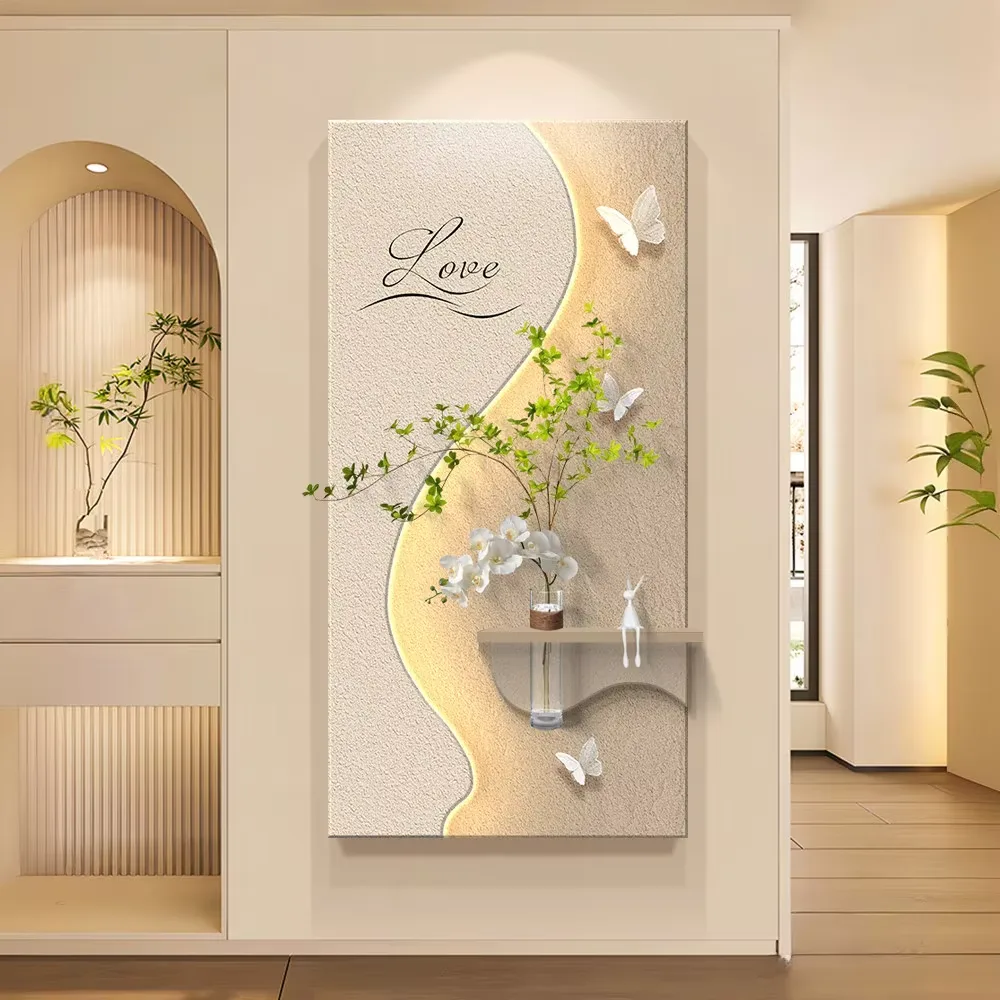 Entrance Hall Hydroponics Green Plants Home Decor Painting Living Room Landscaping Sandstone LED Decor Painting