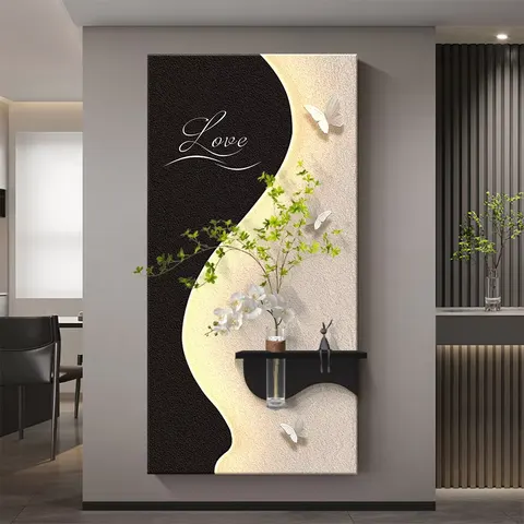 Entrance Hall Hydroponics Green Plants Home Decor Painting Living Room Landscaping Sandstone LED Decor Painting