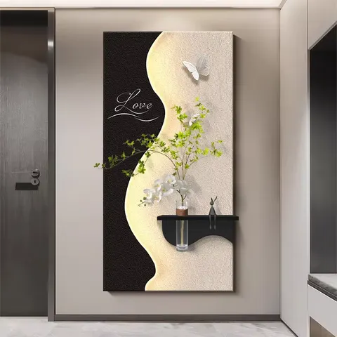 Entrance Hall Hydroponics Green Plants Home Decor Painting Living Room Landscaping Sandstone LED Decor Painting