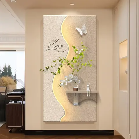Entrance Hall Hydroponics Green Plants Home Decor Painting Living Room Landscaping Sandstone LED Decor Painting