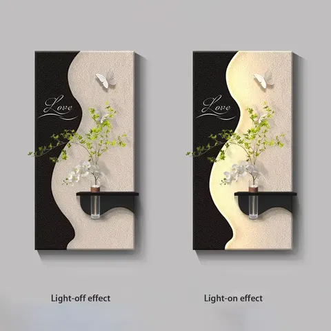 Entrance Hall Hydroponics Green Plants Home Decor Painting Living Room Landscaping Sandstone LED Decor Painting