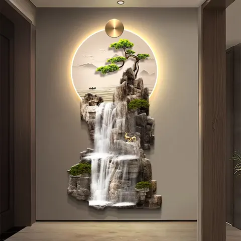 Entrance Hall Lighting LED Decor Painting UV Precision Engraving Crystal Porcelain Painting