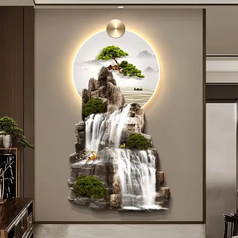抽象 单幅 装饰画 现代简约 玄关背景墙挂画 LED带灯画