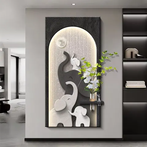 植物 单幅 装饰画 现代简约 玄关背景墙挂画 LED带灯画