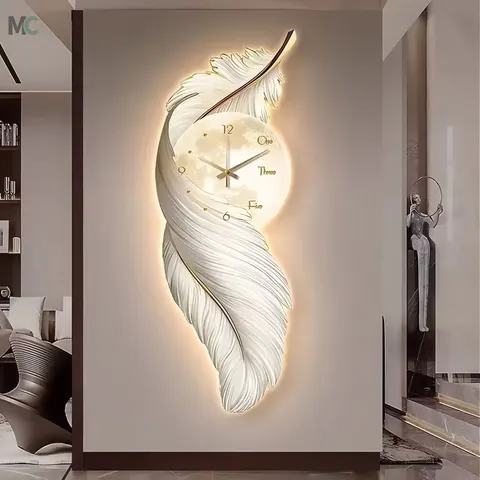 Entrance Porch Entrance Home Decor Paintings Light Luxury Feather Mural LED Wall Art Home Decor Paintings