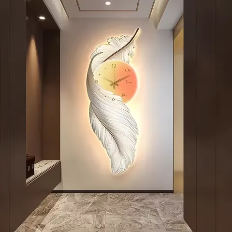 羽毛 单幅 装饰画 轻奢风 玄关背景墙挂画 LED带灯画