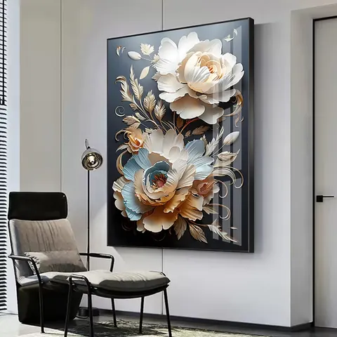 繁花 单幅 装饰画 轻奢风 玄关背景墙挂画