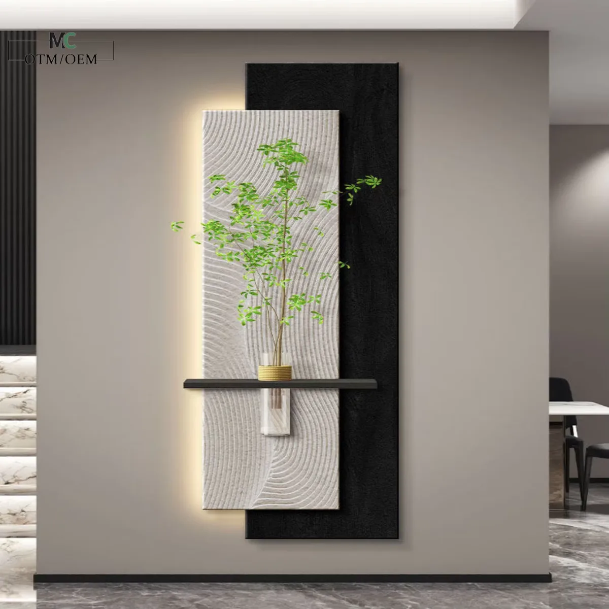 Entryway Entrance Hall Home Decor Painting Corridor Three-dimensional Hydroponics Houseplants Sandstone Wall Mural Painting