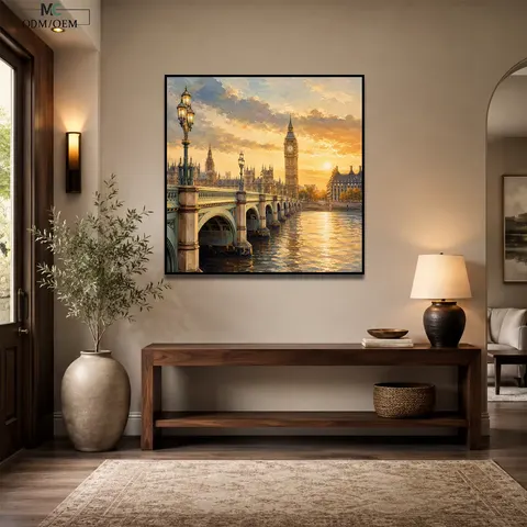 European City Wall Art Canal City Canvas Scenic Architecture Decor Vintage Street Painting Home Decorative Painting