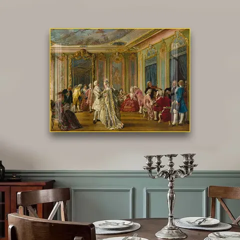 European Court Figure Oil Painting on Canvas Art Decor Living Room Background Wall Printed Crystal Porcelain Painting