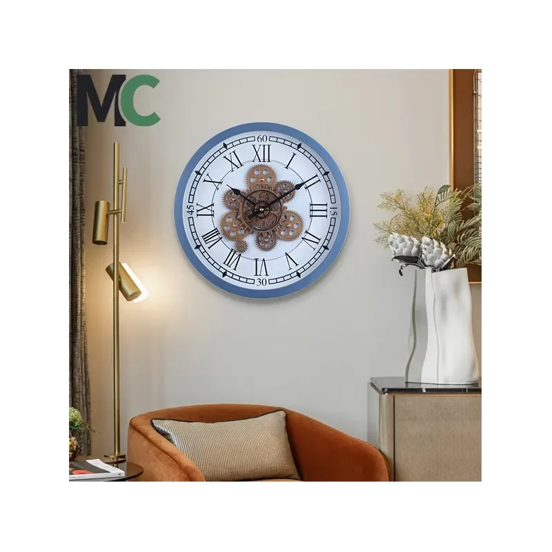 European Retro Gear Living Room Simple Creative Quiet Modern Clock Decorative Painting Home Decor Wall Clock