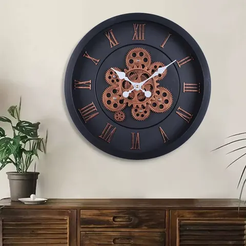 European Retro Gear Living Room Simple Creative Quiet Modern Clock Decorative Painting Home Decor Wall Clock