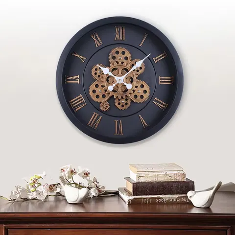 European Retro Gear Living Room Simple Creative Quiet Modern Clock Decorative Painting Home Decor Wall Clock