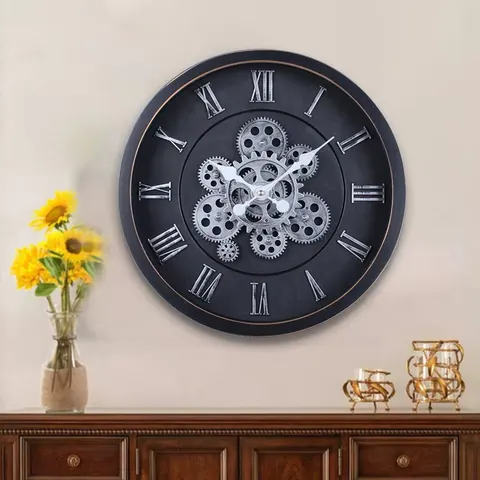 European Retro Gear Living Room Simple Creative Quiet Modern Clock Decorative Painting Home Decor Wall Clock