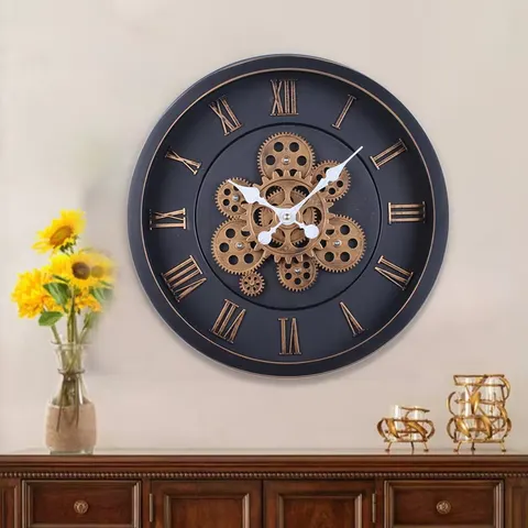 European Retro Gear Living Room Simple Creative Quiet Modern Clock Decorative Painting Home Decor Wall Clock