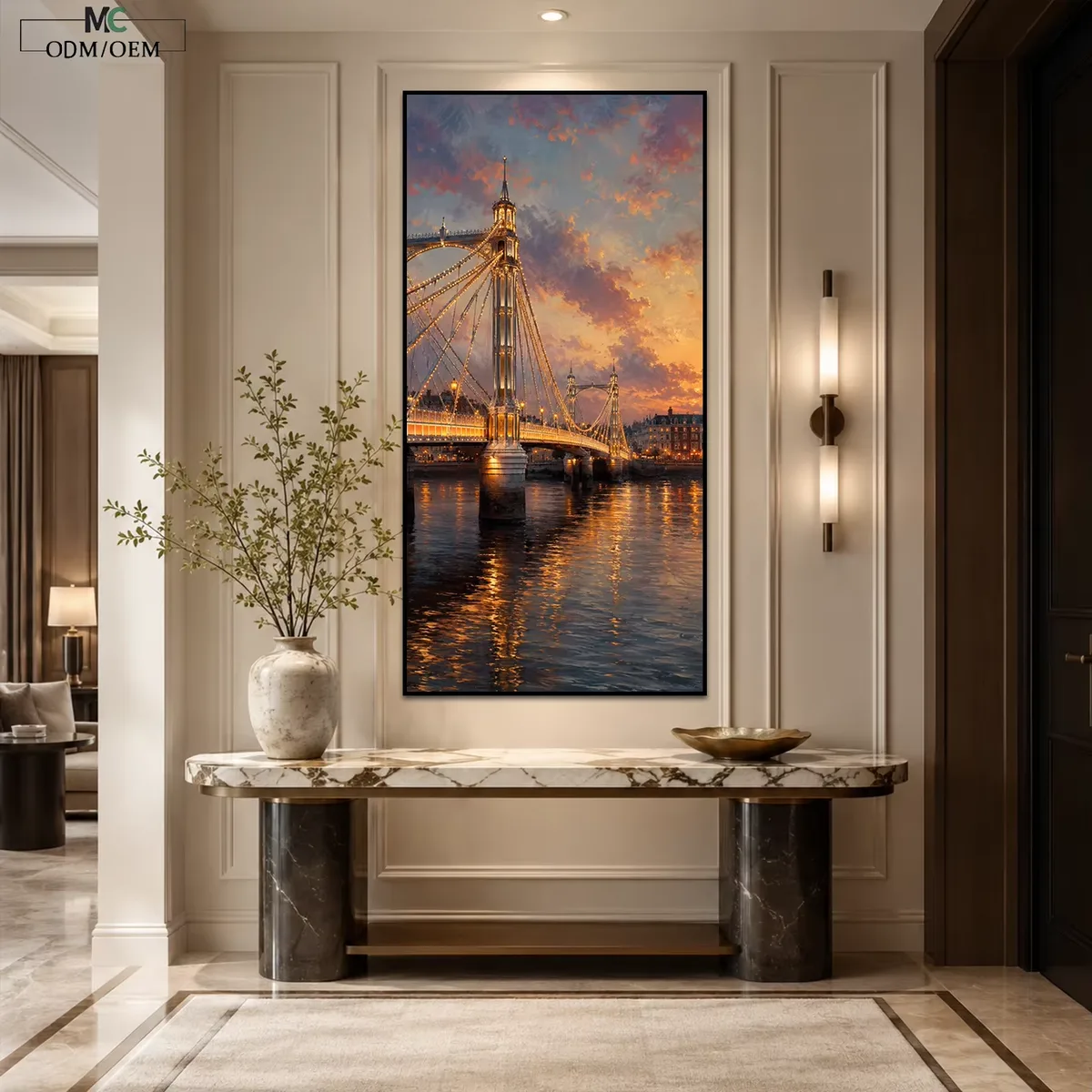 European Street Wall Art Old Town Scenery Decor Elegant City Painting Entryway Scenic Artwork Decorative Wall Painting