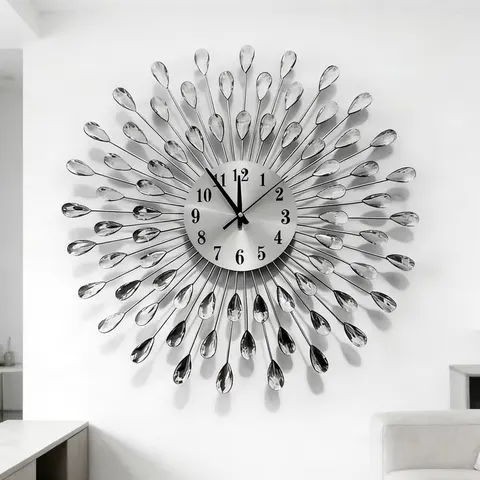European Style Luxury Wall Clocks Living Room Ironwork Decoration Wall Clock No Punch Silent Wall Clock