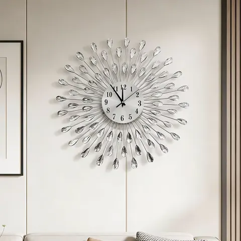 European Style Luxury Wall Clocks Living Room Ironwork Decoration Wall Clock No Punch Silent Wall Clock