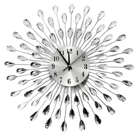 European Style Luxury Wall Clocks Living Room Ironwork Decoration Wall Clock No Punch Silent Wall Clock