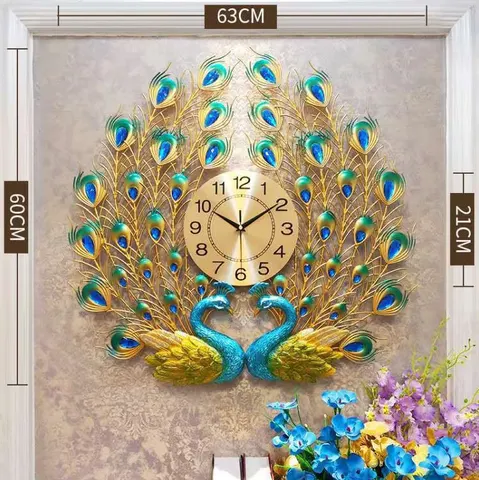 European Style Luxury with a Touch of Elegance Peacock Art Wall Clock Mute Metal Dial Art Decoration Wall Ironwork Home Decor