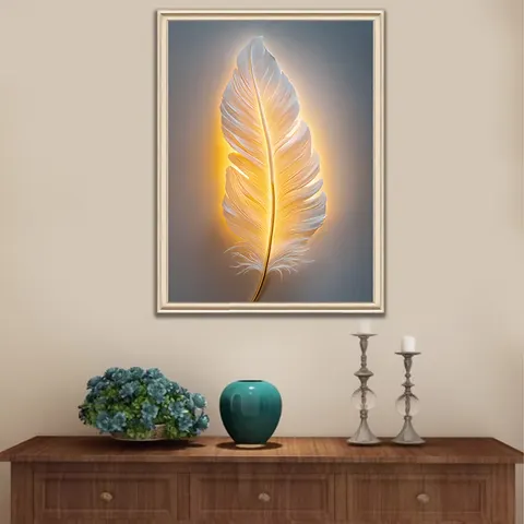 European Style Picture Frame Light Luxury Feather Home Furnishing Decor Painting Restaurant Background Wall Hanging Paintings