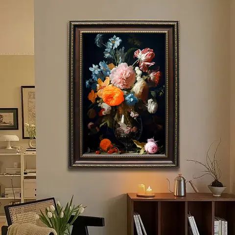 European Style Retro Flowers Art Home Decor Paintings Living Room Background Wall Oil Painting Canvas Mural