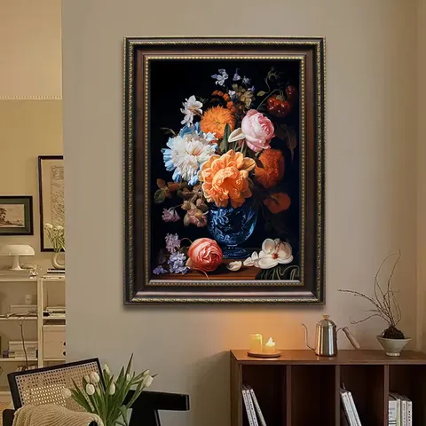 European Style Retro Flowers Art Home Decor Paintings Living Room Background Wall Oil Painting Canvas Mural