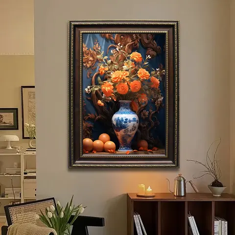 European Style Retro Flowers Art Home Decor Paintings Living Room Background Wall Oil Painting Canvas Mural