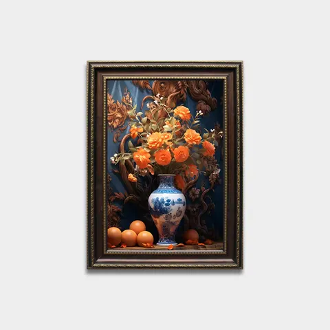 European Style Retro Flowers Art Home Decor Paintings Living Room Background Wall Oil Painting Canvas Mural
