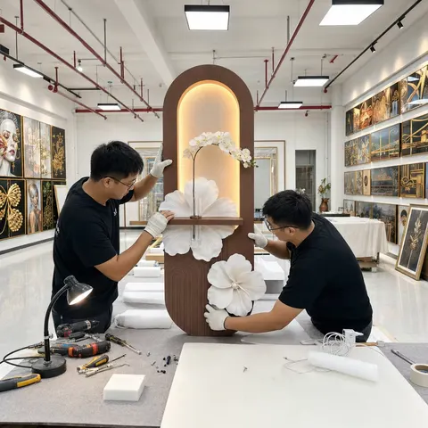 繁花 单幅 装饰画 现代简约 客厅背景墙挂画 LED带灯画