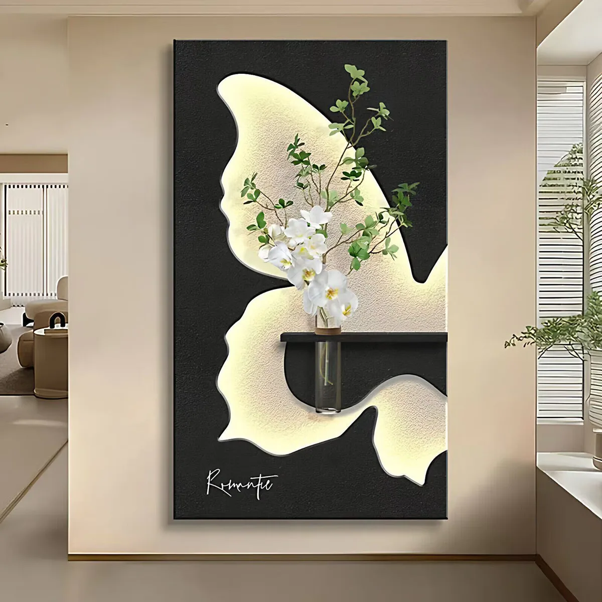植物 单幅 装饰画 现代简约 客厅背景墙挂画 LED带灯画