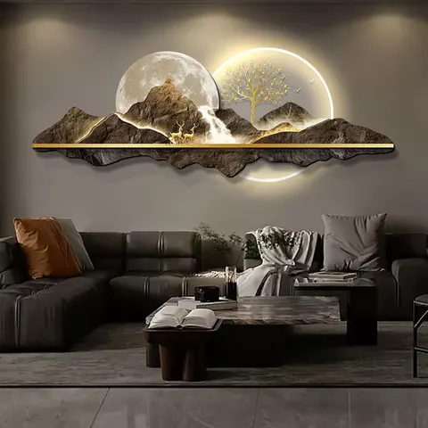 Factory Customization UV Engraving Acrylic LED Decorative Painting Sofa Background Wall Art Decor Painting