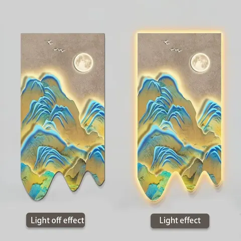 Factory Direct a Thousand Li of Rivers and Mountains Sales LED Decor Painting New Chinese Corridor Landscape Art Decor Painting