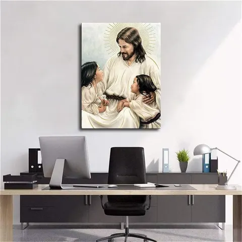 Factory Direct Can Customize Jesus Poster Background Wall Art Home Decor Living Room Sofa Crystal Porcelain Painting