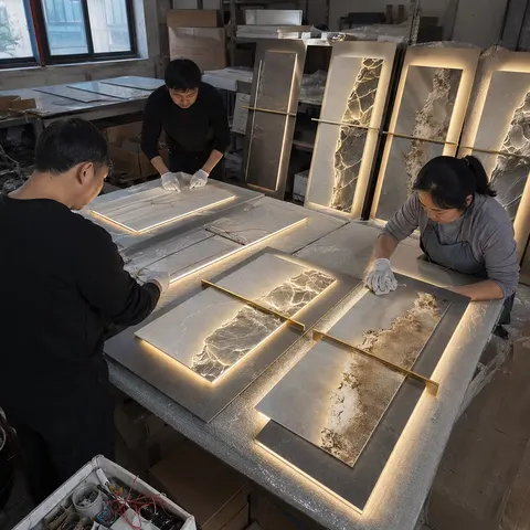 抽象 单幅 装饰画 轻奢风 玄关背景墙挂画 LED带灯画