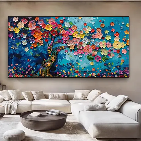 Factory Direct Sales 50*100 cm Hand-painted Flower Painting Living Room Table Background Wall Art Decor Hanging Picture